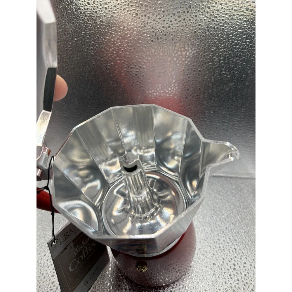 NEW Brandani 6 CUP Italian Coffee Maker MOKA POT Aluminum SICILIAN PATTERN NWT